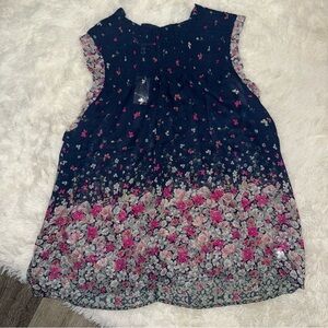 Maurices Navy and Pink Floral Blouse